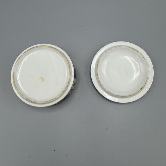 Vtg 4" Rnd Trinket Box Gold Trim Flower Pot Porcelain Inlay Imari Japan Unmarked - Picture 3 of 9